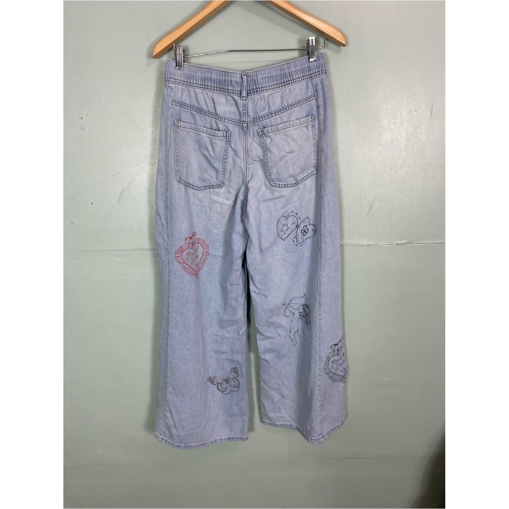 Anthropologie Pilcro Adi Elluna Drawstring Flare Cupid Love Heart Jeans Small - Picture 5 of 7